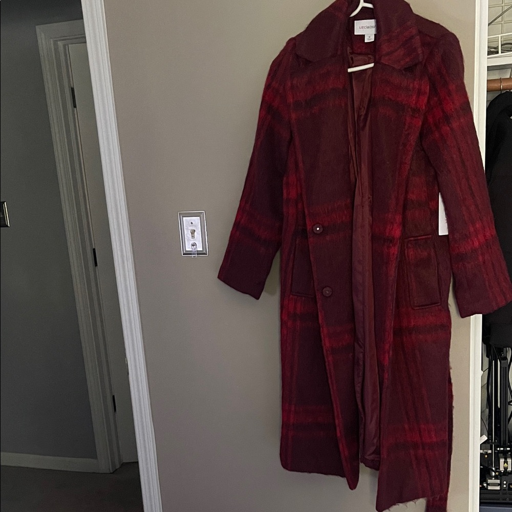 Liz Claiborne Red Plaid Coat size M